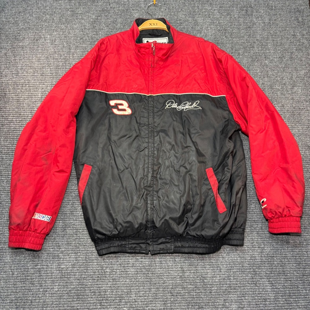 Chase Authentics Dale Earnhardt Intimidator NASCAR Jacket Red Black Mens Large‎